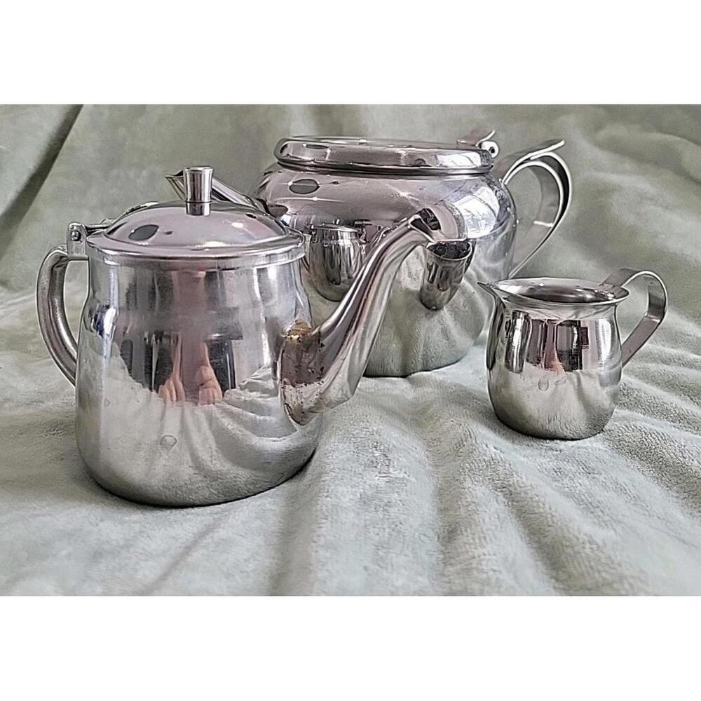 3 Piece Vintage Tea Set Stainless Steel